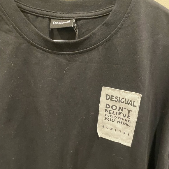 Desigual Black Long Sleeve Tee with Graphic Patch - Picture 1 of 7